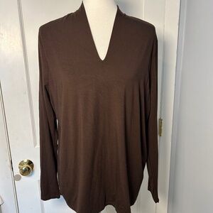 Talbots maroon long sleeve V-neck tunic Womens X-large classic business